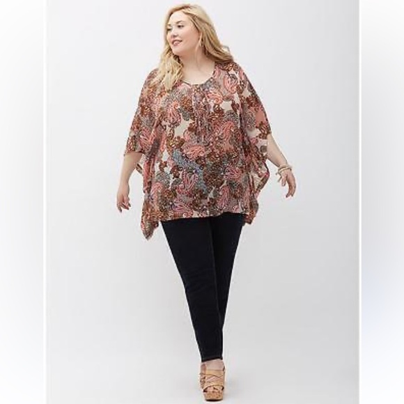 Lane Bryant Paisley Boho Coastal Lightweight Blouse Size 22/24 - Picture 1 of 10